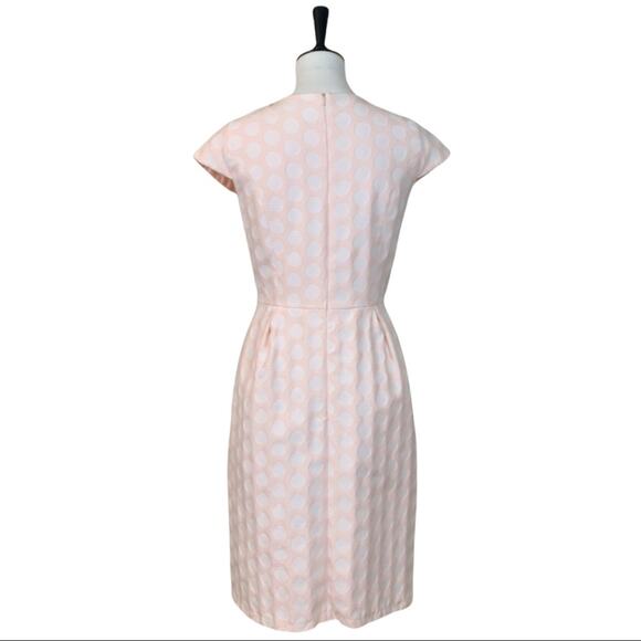 Helene Berman London Pink White Dot Cap Sleeve Pleat A-line Pockets Dress Size 4 - Picture 3 of 12